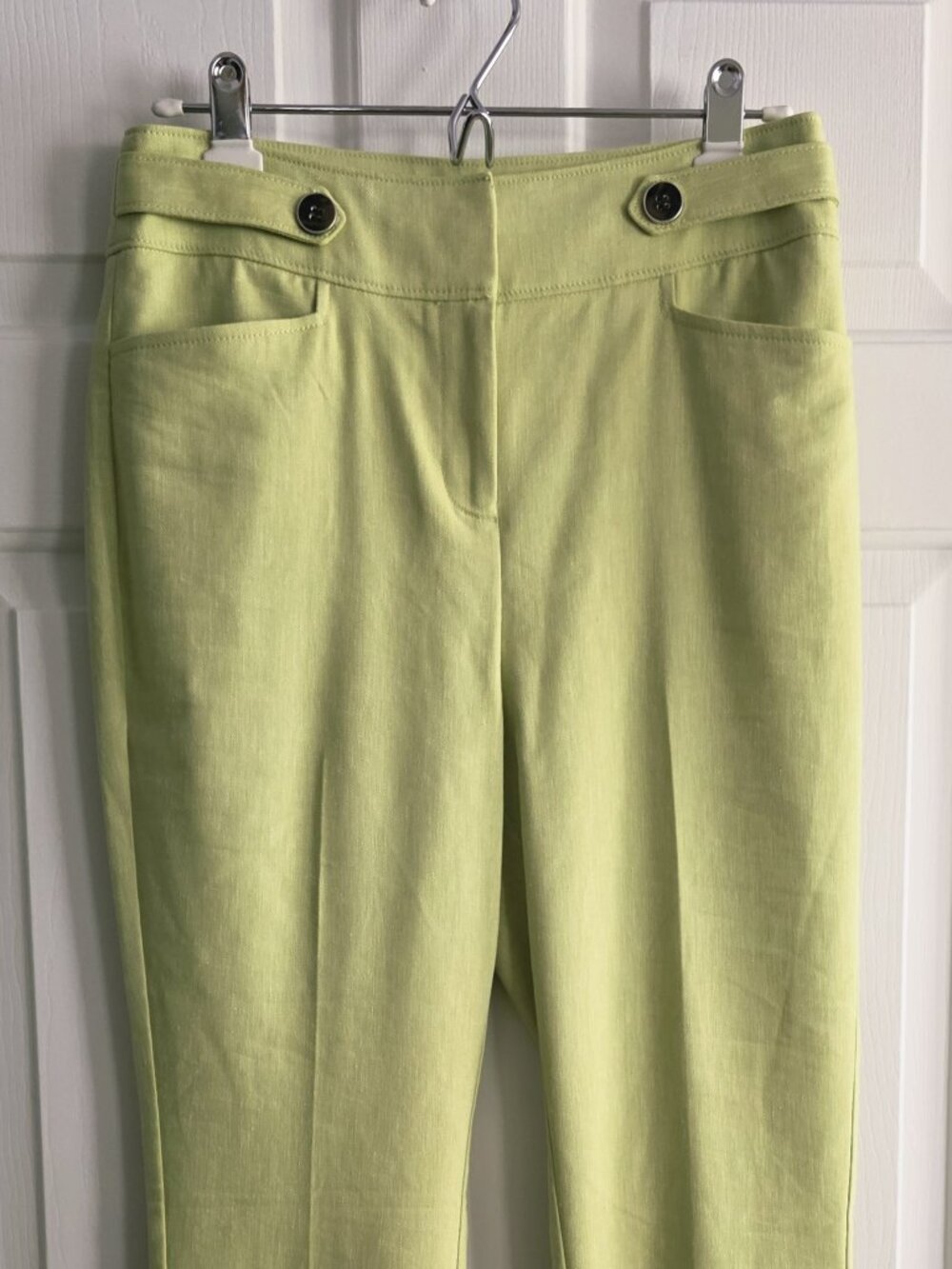 NWT Womens NY&Co Lime Green Pants with Button Accents 6